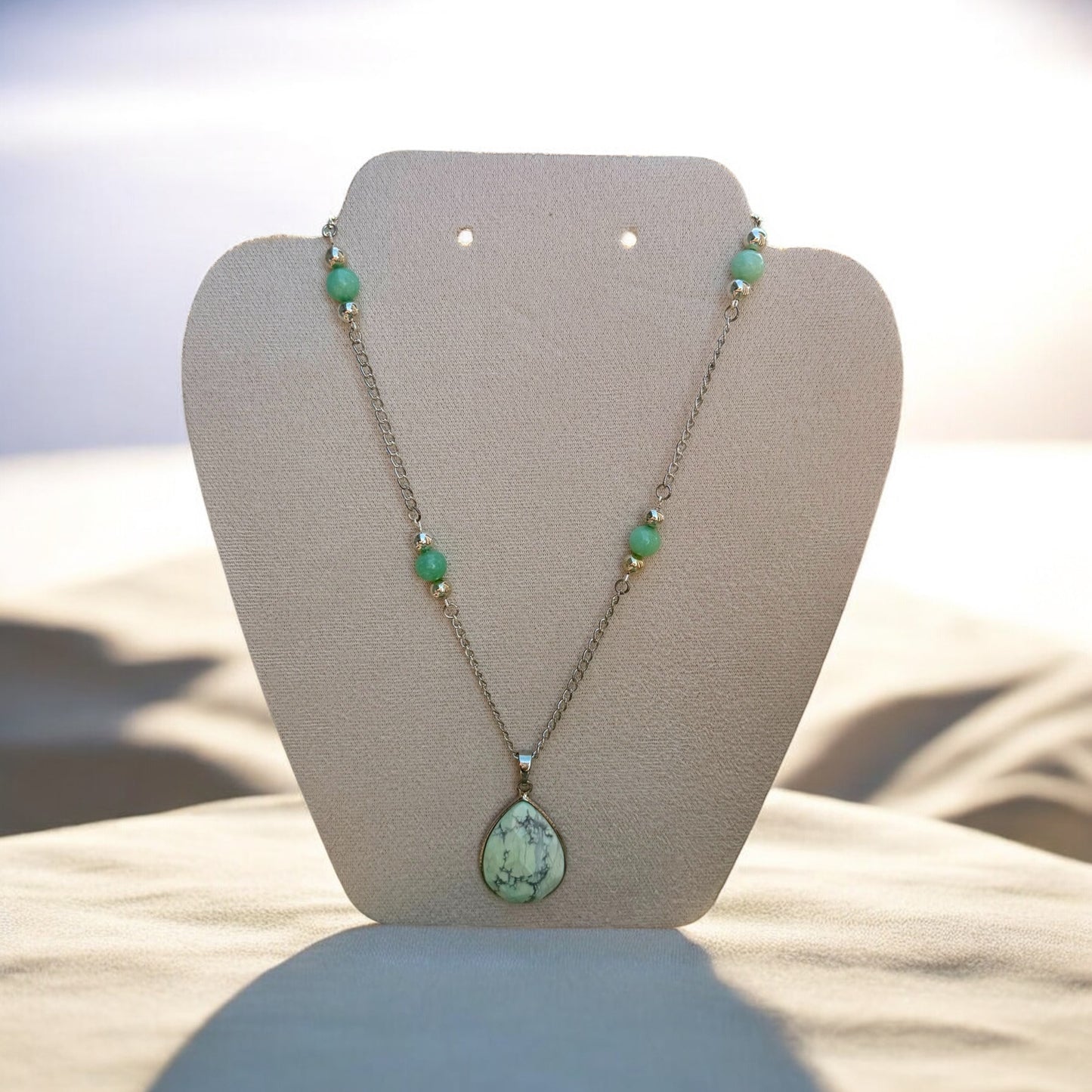 Mint Green Jade Necklace – Handmade Gemstone Pendant Jewelry