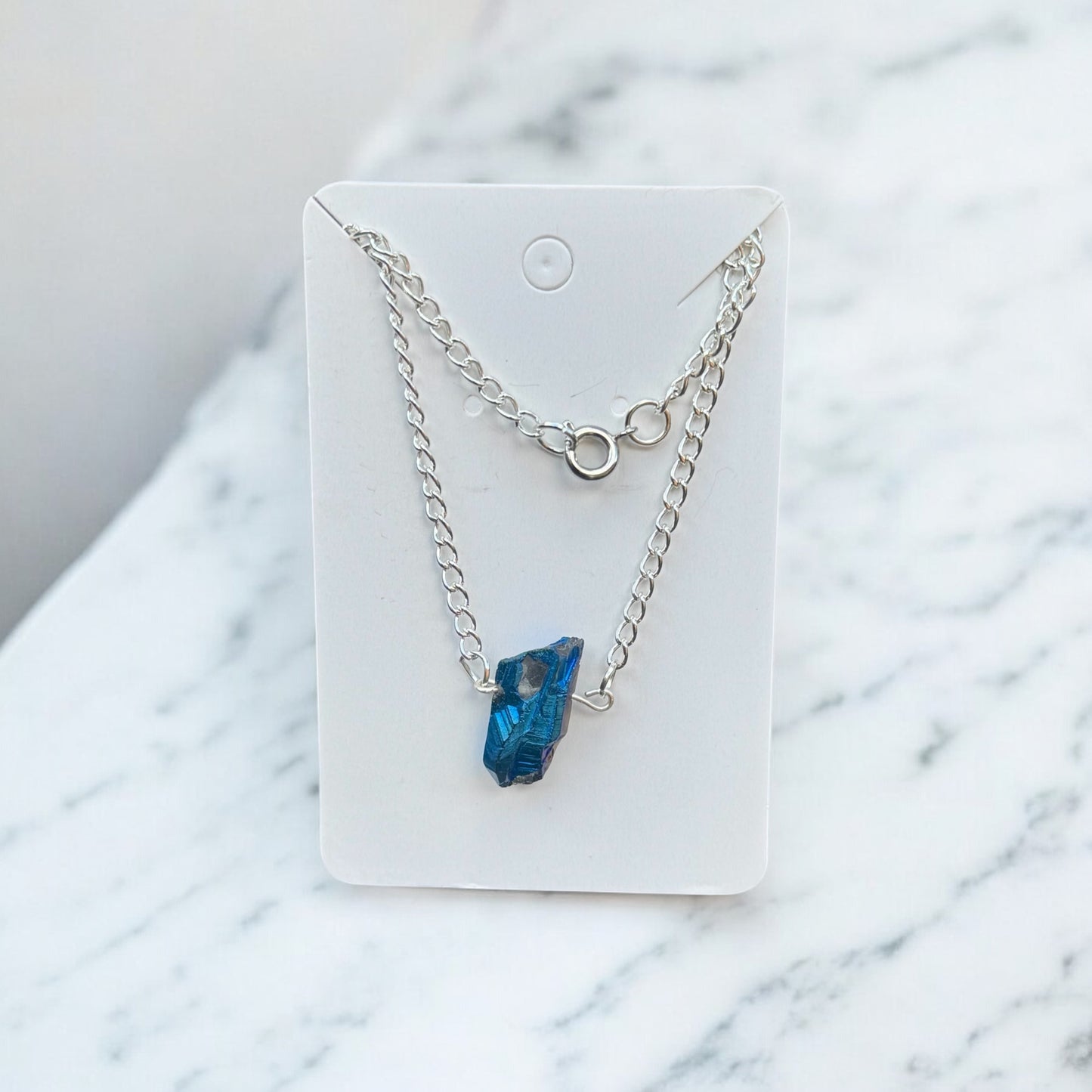 Handmade Minimalist Gemstone Pendant on Silver Chain