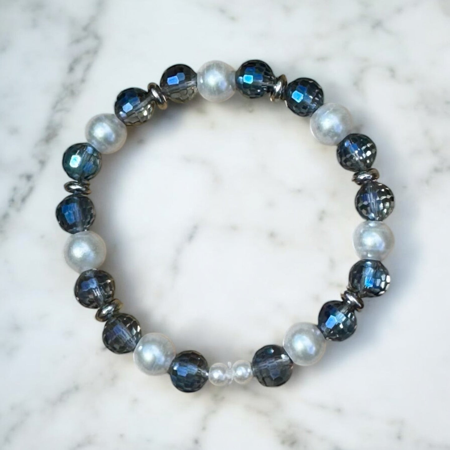 Glass Blue and White Bracelet 