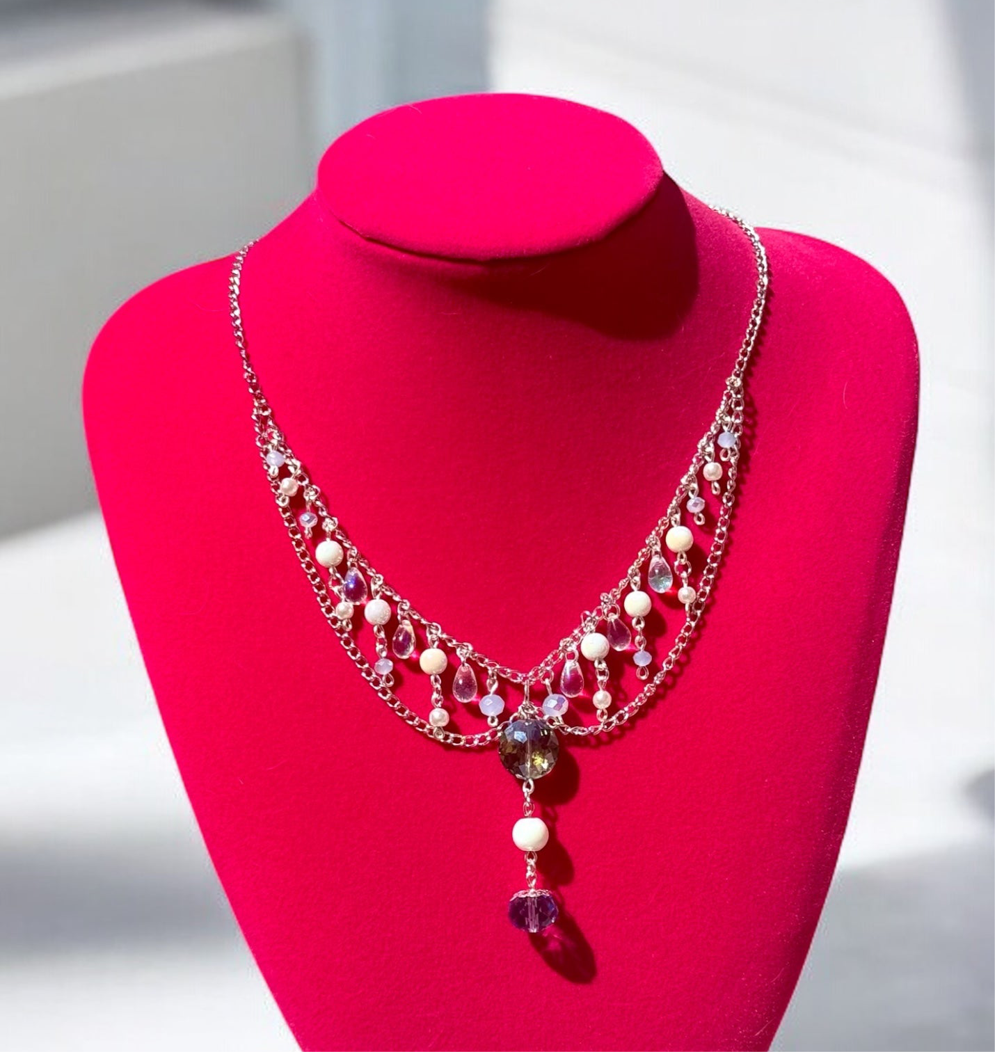 Beaded Blue Crystal Neckace