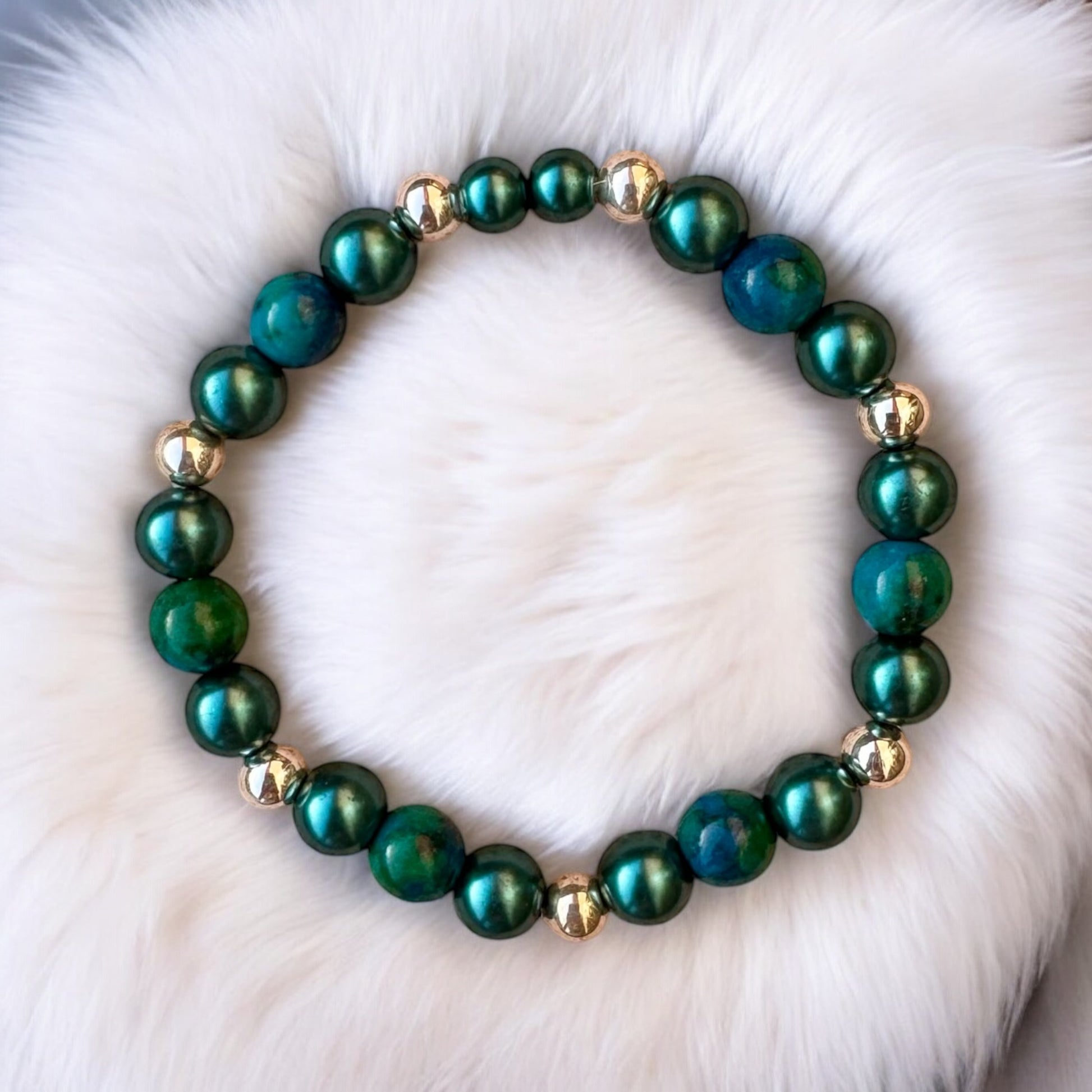 Aqua Stone Beaded Stretch Bracelet