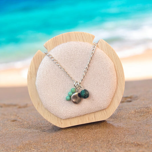 Chrysocolla & Mint Quartz Necklace – Handmade Gemstone Pendant Necklace