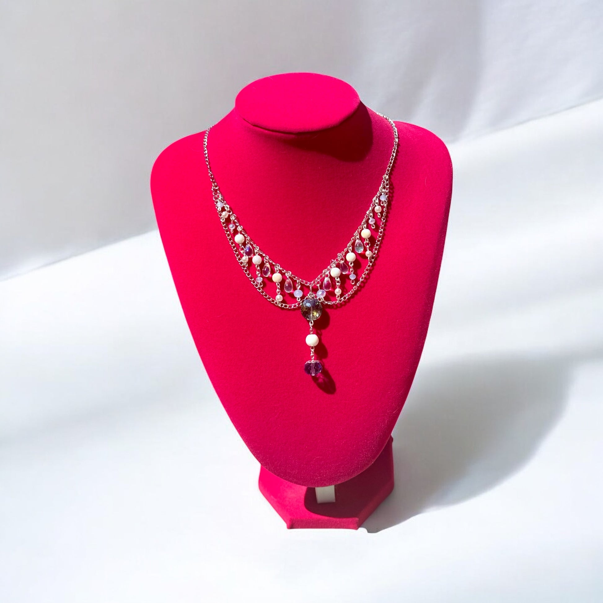 Beaded Blue Crystal Neckace