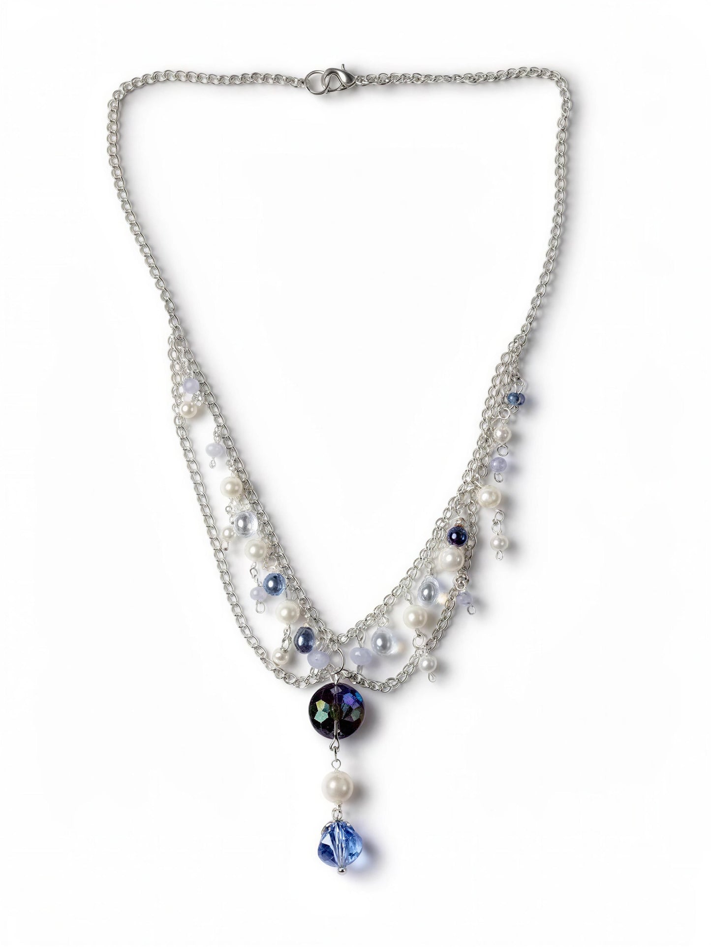 One of a Kind Crystal Beaded Necklace – Handmade Vintage Glass Necklace