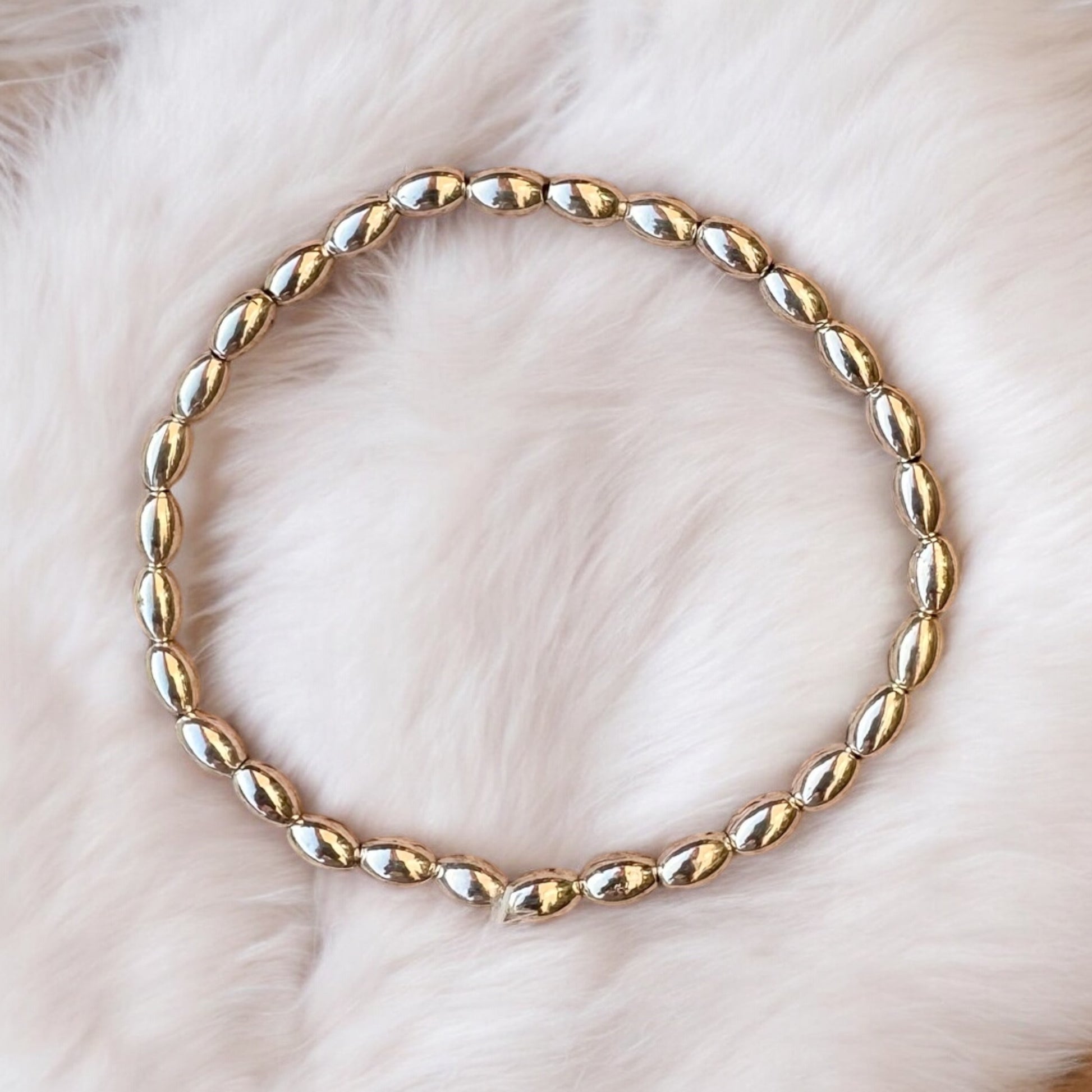 Sterling Silver Beaded Stretch Bracelet 