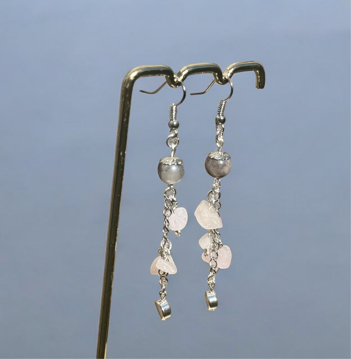 Pink quartz earrings 