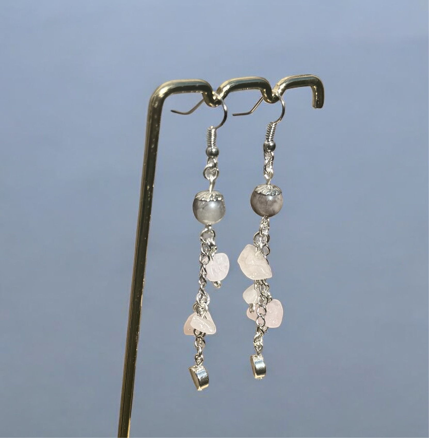 Pink quartz earrings 