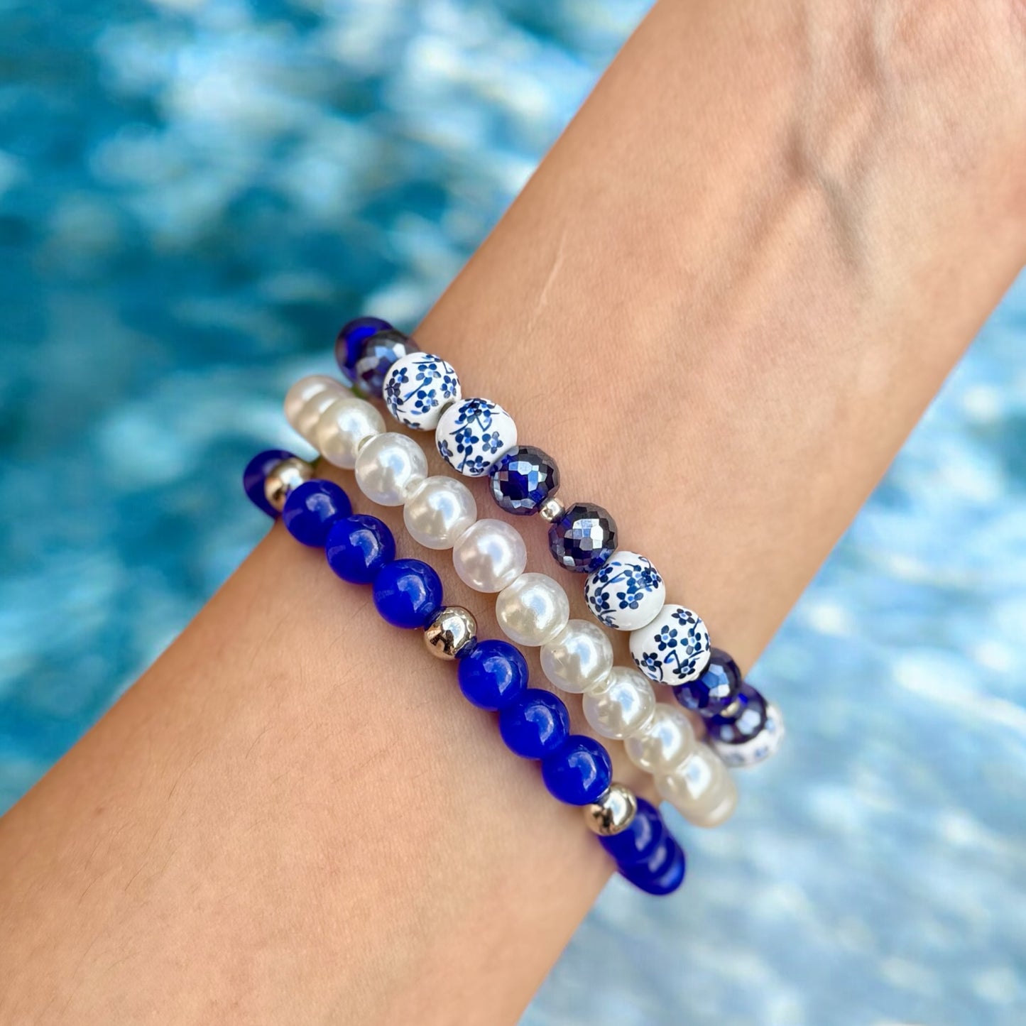 Beautiful Blue and White Bracelet Set