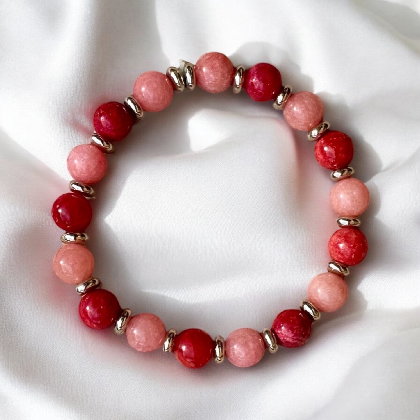 Quartzite and Coral Stones Bracelet