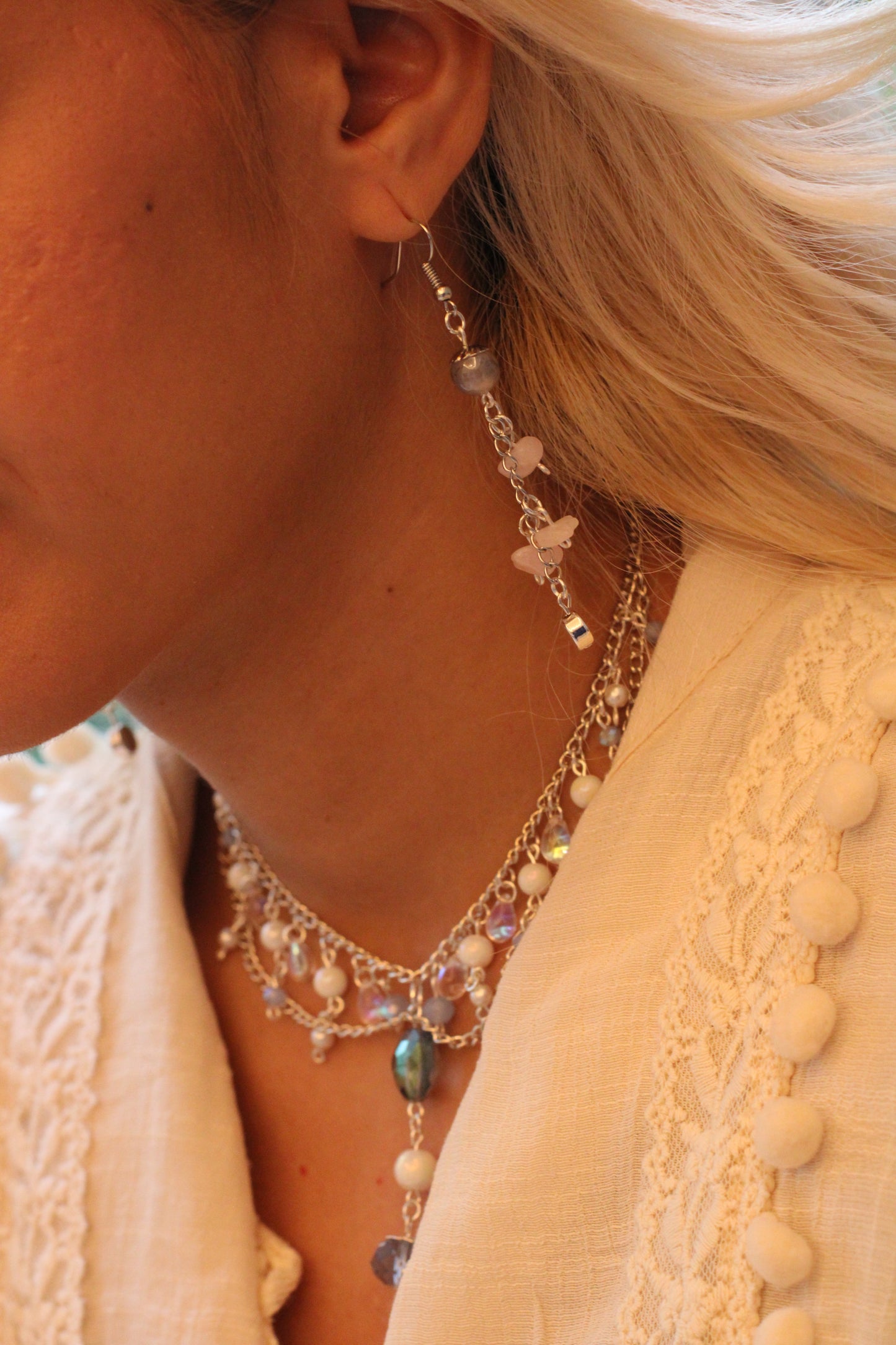 One of a Kind Crystal Beaded Necklace – Handmade Vintage Glass Necklace