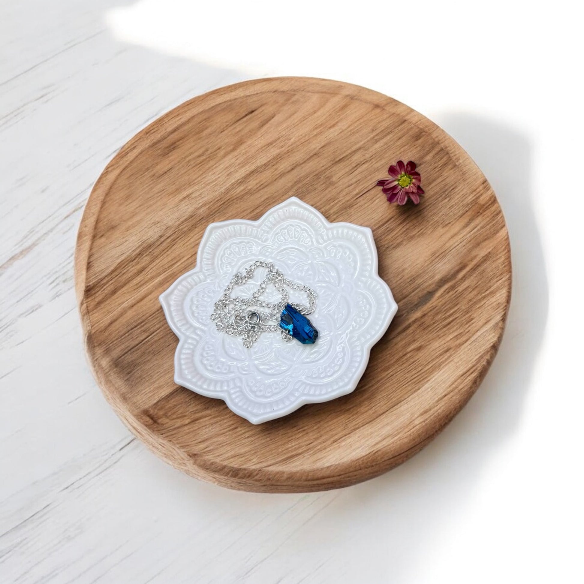 Handmade blue crystal pendant