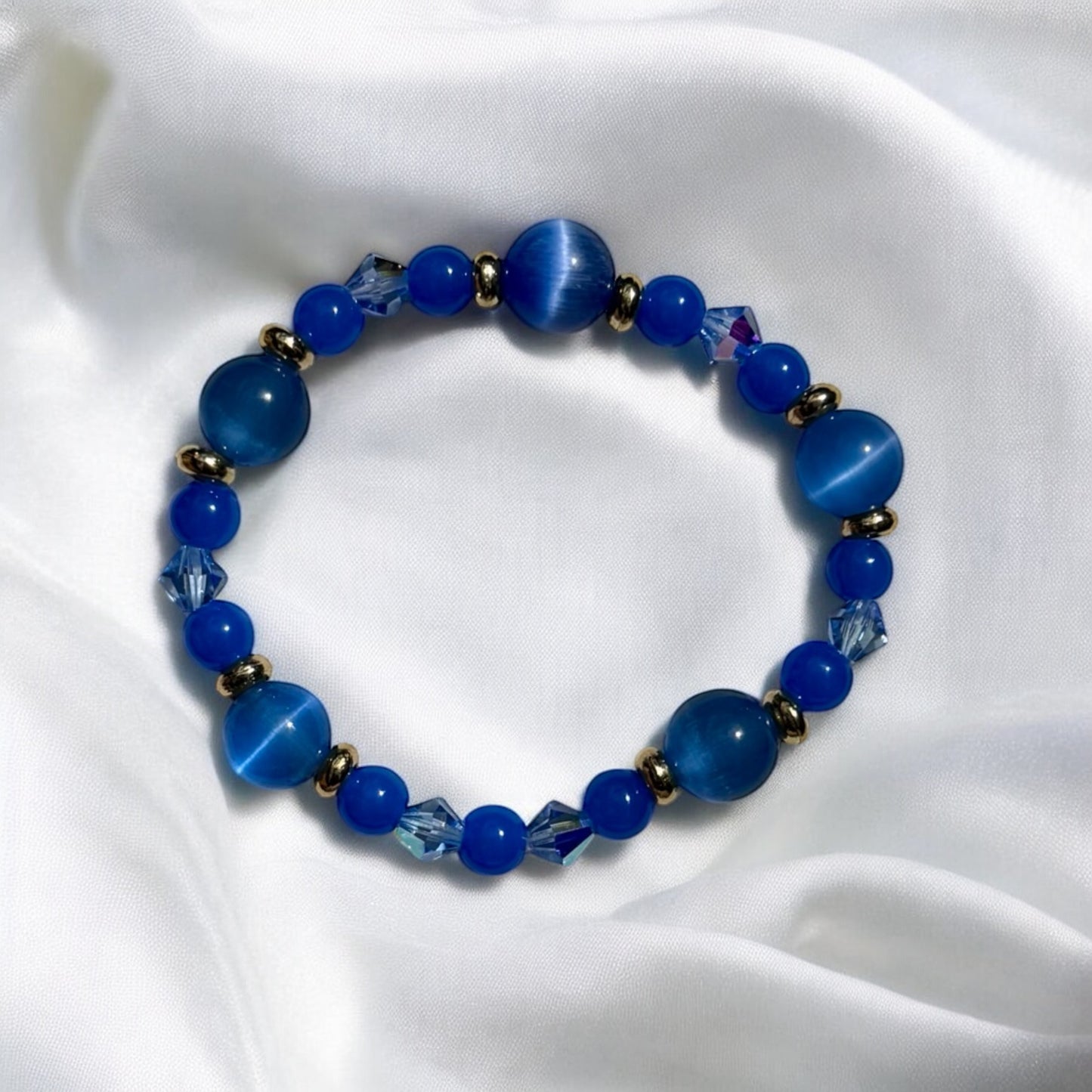 Blue Cats Eye, Crystal Bracelet