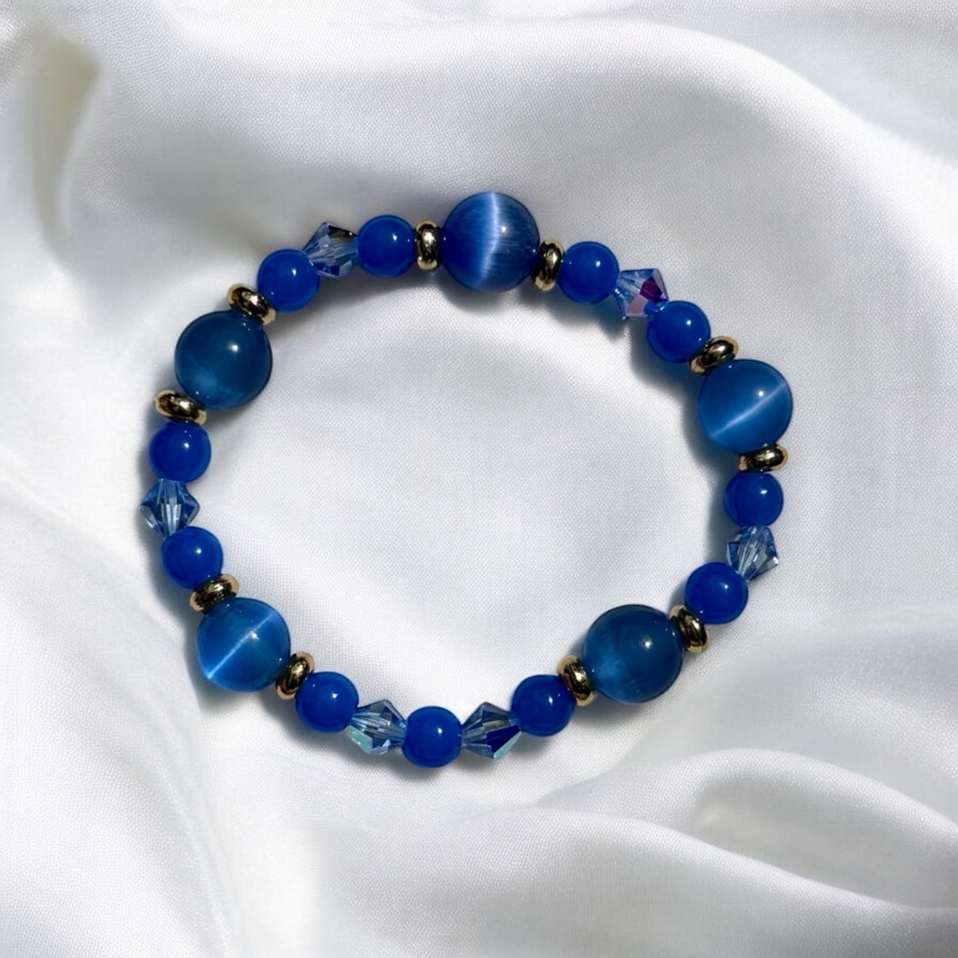 Blue Cats Eye, Crystal Bracelet