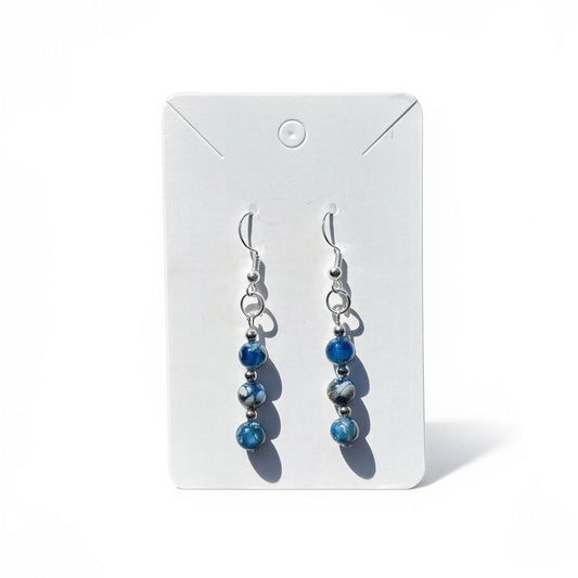 Blue Gemstone Dangle Earrings, Handmade Beaded Drop Earrings, Statement Earrings, Elegant Jewelry, Gift for Women