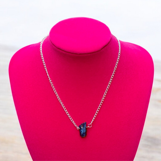 Blue Crystal Raw Stone Necklace