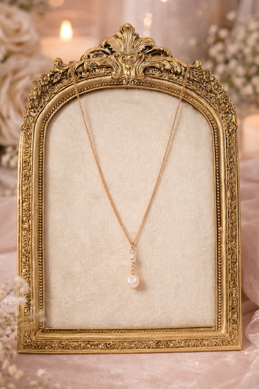 Rose Quartz & Pearl Necklace – Handmade Romantic Gemstone Pendant