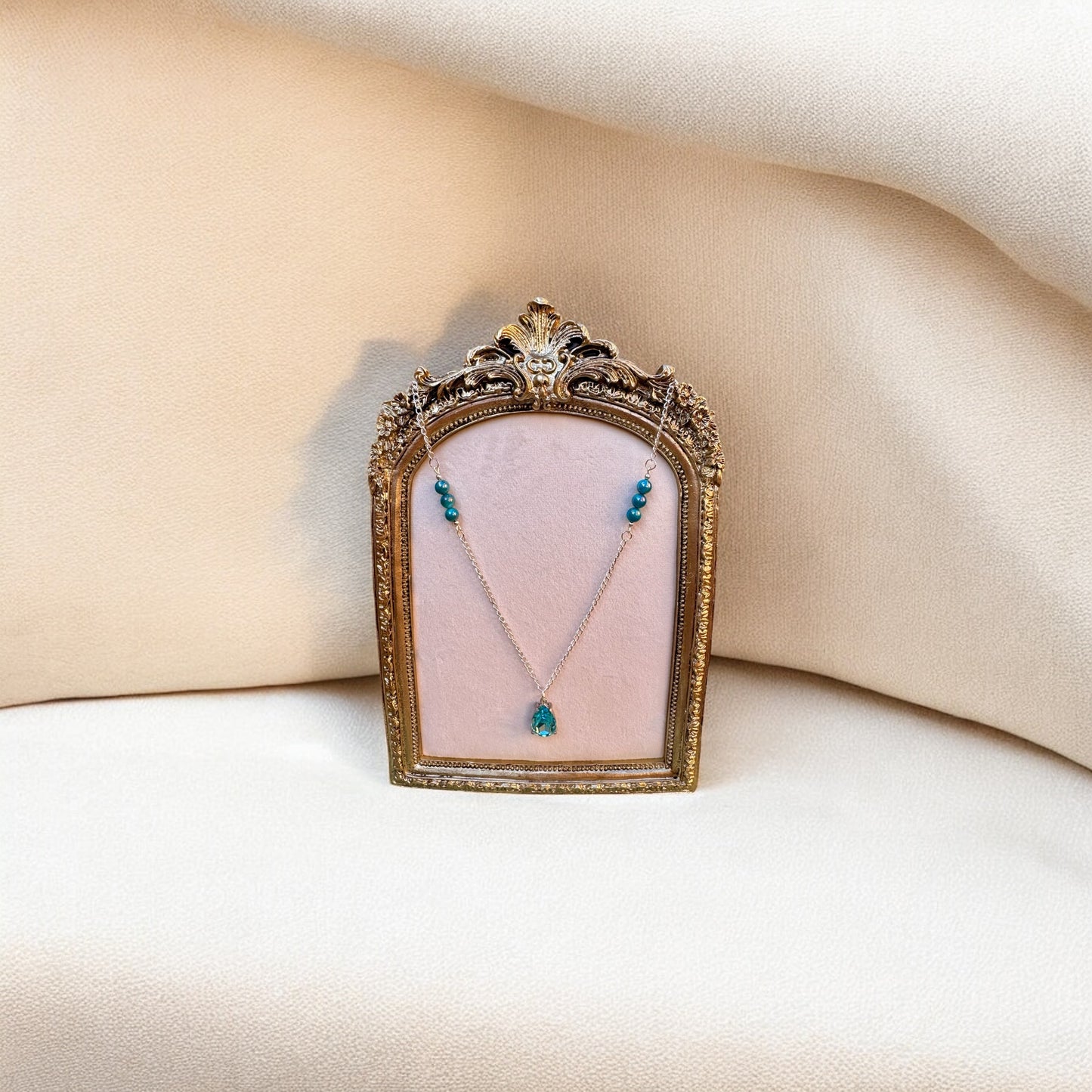 UNIQUE Blue Sapphire Crystal Pendant Necklace – Handmade Statement Necklace