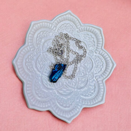 Raw Blue Crystal Necklace
