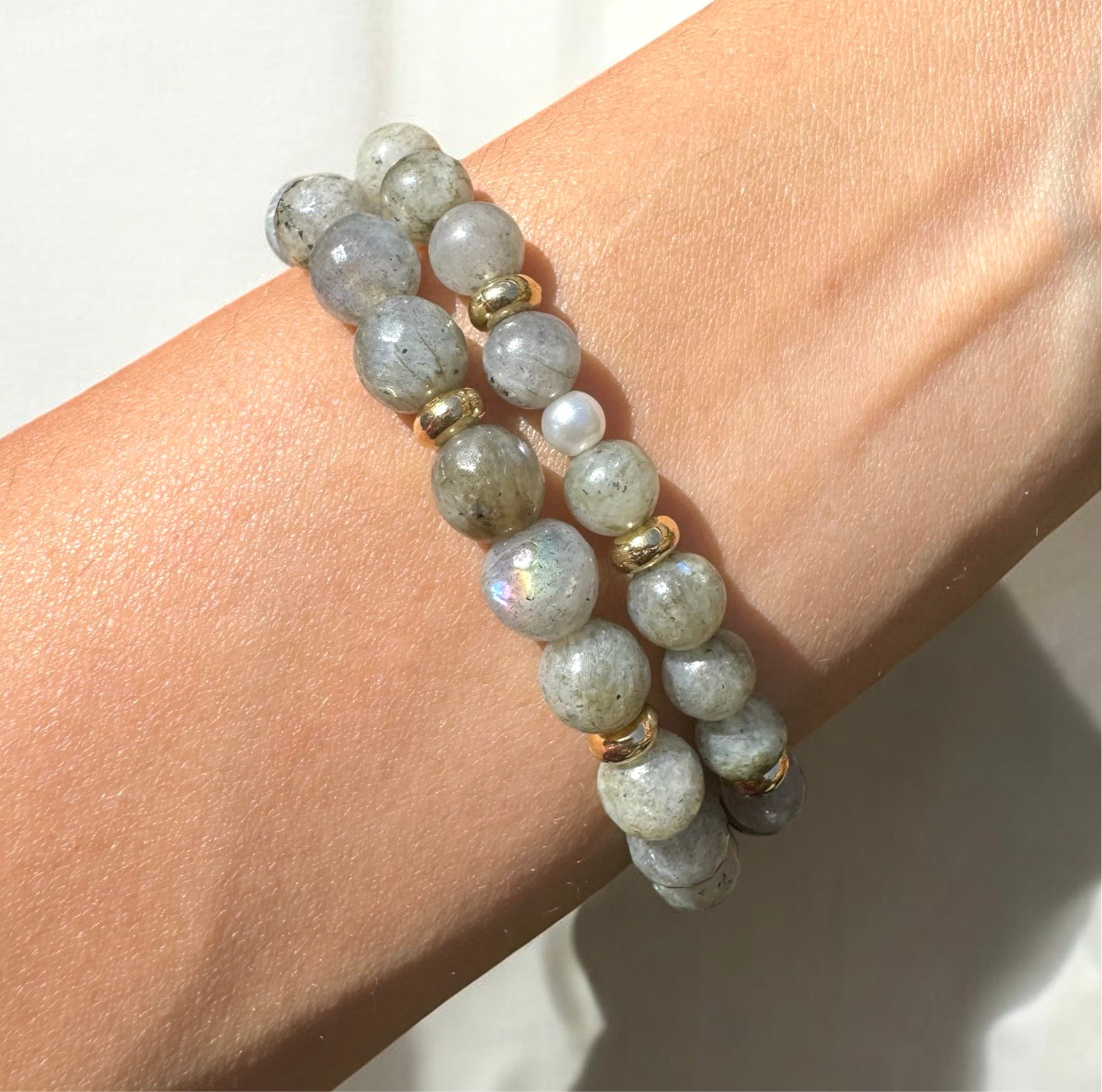 Gray Bracelet, Labradorite Bracelet Set