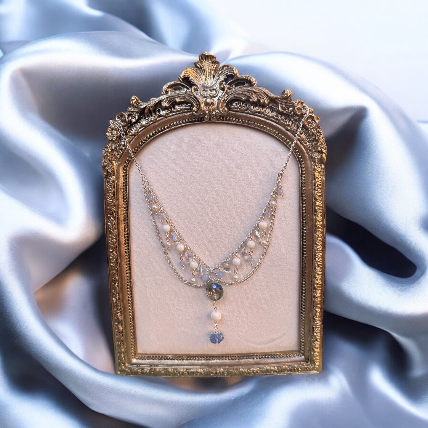 One of a Kind Crystal Beaded Necklace – Handmade Vintage Glass Necklace